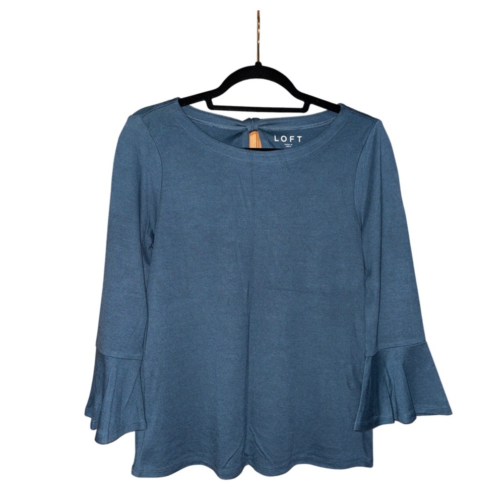 LOFT Bell Sleeve Top - Dark Green Blue - Size XS